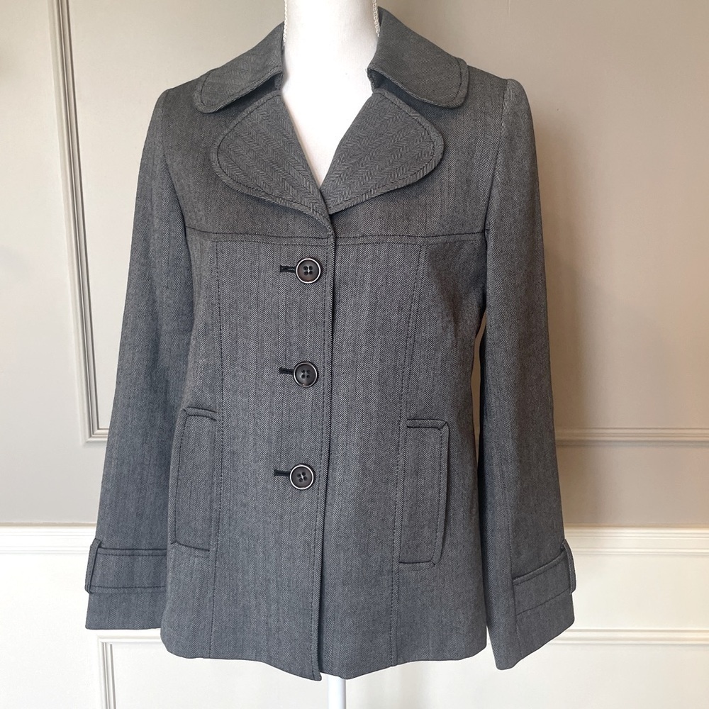 Vintage Pendleton herringbone 100% virgin wool black white blazer jacket coat 10